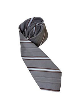 Christian Dior Monsieur Vintage Neck Tie Tan Gray Classic Diagonals Stripes